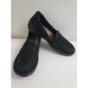 Clark’s collection Womens Shoes Size 7.5 Black Suede Platform Loafers Casual
